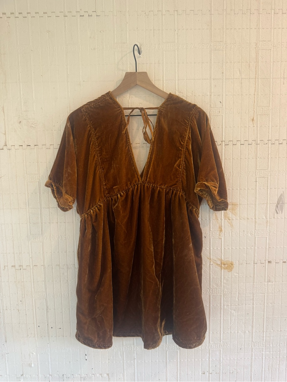 Free People Velvet V-Neck Tunic in Warm Brown